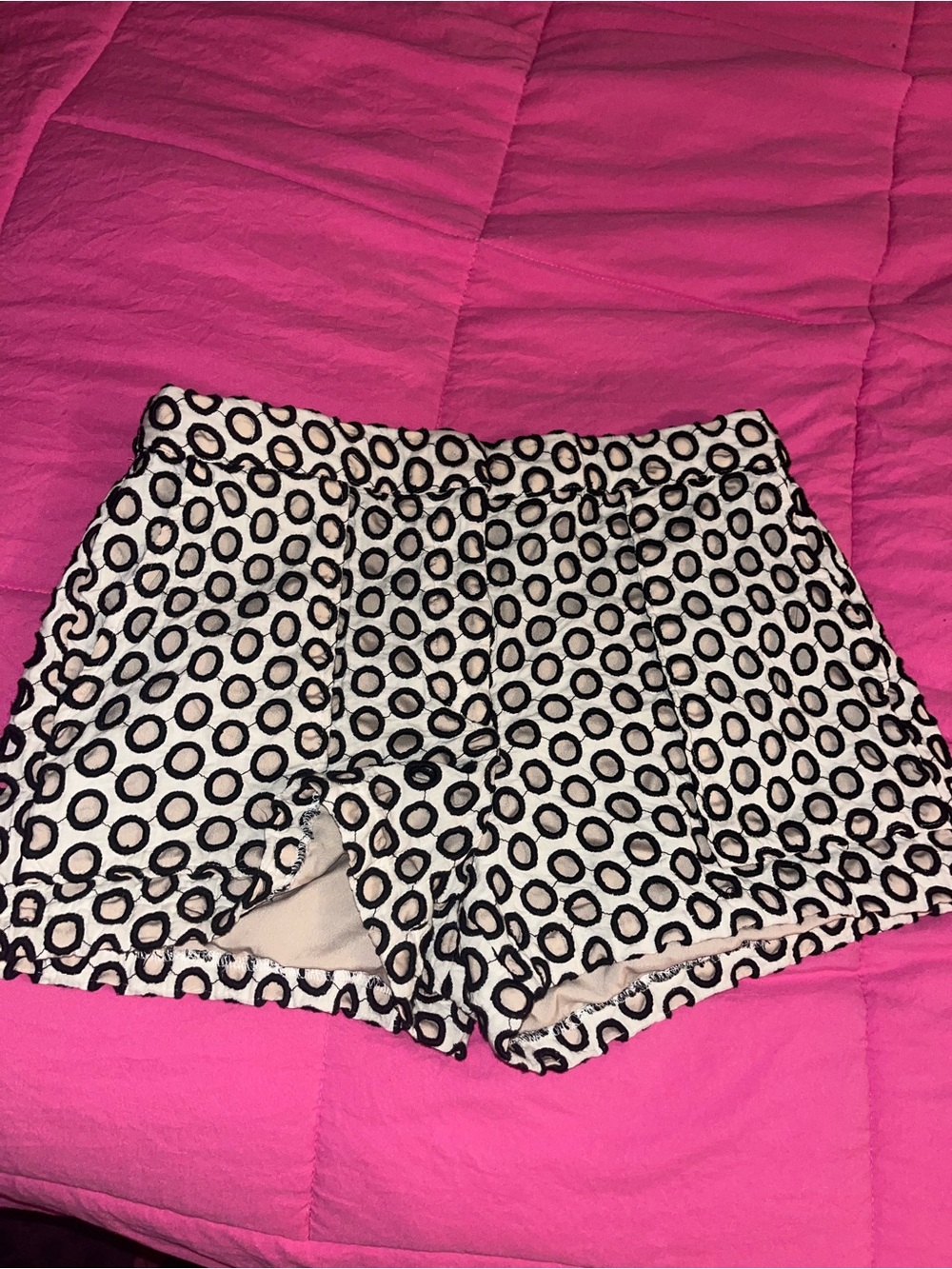 J. Crew Black & White Circle-Print High-Waist Shorts